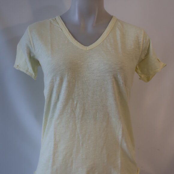 Womens Berenice Paris Light Yellow Cotton V-Neck T-Shirt Top XS - Picture 3 of 10